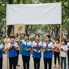 Ảnh học sinh tuyên truyền bảo vệ môi trường . Với đặc điểm...