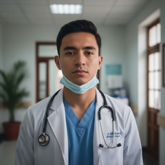 tạo ảnh chân dung cầu thủ Lamine Yamal trong trang phục bác sĩ . Với...