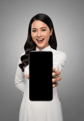 Cô gái, cầm điện thoại, điện thoại, quảng cáo, online, girl, holding phone, phone, advertisement, online