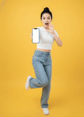 Cô gái, thiếu nữ, điện thoại, quảng cáo, ngạc nhiên, online, girl, young woman, phone, advertisement, surprised