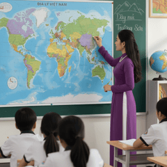 Cô giáo, giáo viên , dạy địa lý, học sinh, lớp học, geography teacher, student, class