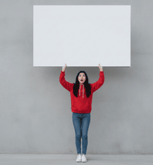 Cô gái, mẫu ảnh, cầm bảng, ngạc nhiên, quảng cáo, girl, model, holding the board, advertisement, surprised