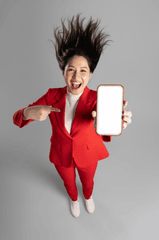 Cô gái, mẫu ảnh, cầm điện thoại, ngạc nhiên, quảng cáo, girl, model, holding phone, surprised