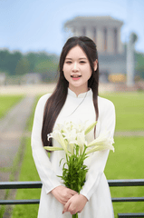 Áo dài, Thiếu nữ, young woman, cô gái, girl, vietnamese dress, nón lá, conical hat, lá cờ, flag, lăng Bác, bảo tàng - Toàn Văn 20