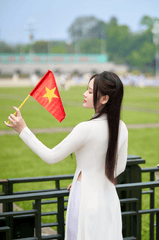 Áo dài, Thiếu nữ, young woman, cô gái, girl, vietnamese dress, nón lá, conical hat, lá cờ, flag, lăng Bác, bảo tàng - Toàn Văn 22