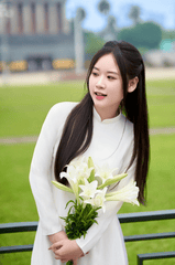 Áo dài, Thiếu nữ, young woman, cô gái, girl, vietnamese dress, nón lá, conical hat, lá cờ, flag, lăng Bác, bảo tàng - Toàn Văn 13