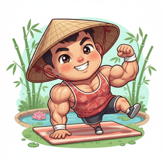 hình ảnh người nam đang chống đẩy, một cách vui nhộn hài...