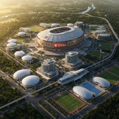 thiết kế quần thể sân vận động khổng lồ sức chứa 130.000...