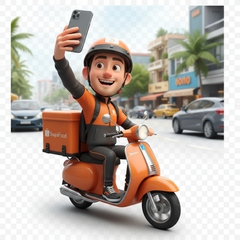 1 nam shipper shopeefood selfi góc chụp cam trước chếch 45 độ từ...