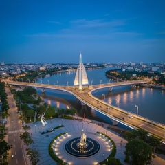 thiết kết một cây cầu 3 hướng bắt qua tại 3 ngã sông của thành...