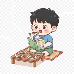 Thẻ 6 - Vừa ăn vừa làm việc riêng: Hình ảnh một bạn nam vừa ăn...