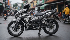 tạo hình tem xe winnerx v3 với họa tiết spider man màu đen trắng ....