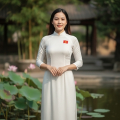 tạo ảnh tôi mang áo dài trắng có 1 một lá cờ việt nam nhỏ ở...