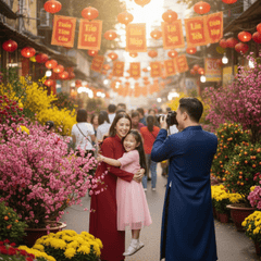 Gia đình, bố mẹ và con, Việt Nam, áo dài, truyền thống, Tết, family, parents and children, Vietnam, ao dai, traditional 7