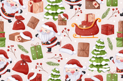 Nền, giáng sinh, ông già noel, cây thông noel, quà tặng, xe trượt tuyết, tất giáng sinh, màu đỏ, màu xanh lá, màu trắng, christmas pattern, background, christmas - artstudio88