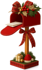 Hộp thư giáng sinh, bưu phẩm, thư, trang trí giáng sinh, nón noel, quà, màu đỏ, màu xanh lá, giáng sinh, christmas mailbox, post, letter, christmas decoration, bow, berries, santa hat, gift, red, green, christmas