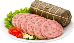 Chả bò, tết, lá chuối, đĩa trắng, xà lách, cà chua, truyền thống, lunar new year, banana leaf