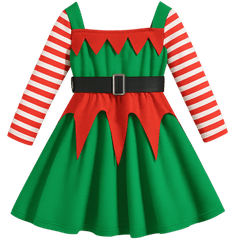 Trang phục yêu tinh cho bé gái, váy xòe, váy giáng sinh, mũ yêu tinh, màu đỏ, màu xanh lá, giáng sinh, Elf costume for girl, tutu dress, christmas dress, elf hat, red, green, christmas