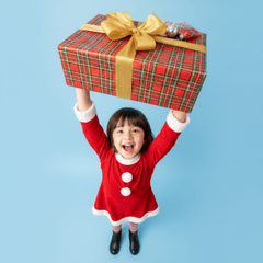Bé gái, trẻ em, giáng sinh, trang phục giáng sinh, váy đỏ, vui vẻ, hộp quà, asian girl, child, christmas, christmas outfit, red dress, cheerful, gift box