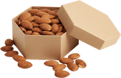 Hạnh nhân, hạt, thực phẩm, hộp giấy, lục giác, màu nâu, đơn giản, almond, nut, food, paper box, hexagon, brown, simple