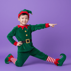 Bé trai, trẻ em, giáng sinh, trang phục yêu tinh, mũ yêu tinh, chỉ tay, vui vẻ, asian boy, child, christmas, elf costume, elf hat, pointing, cheerful