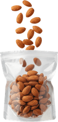 Hạt hạnh nhân, hạt, túi zip, rơi, thực phẩm, ăn vặt, màu nâu, túi nhựa, almond, nut, ziplock bag, falling, food, snack, brown, plastic bag
