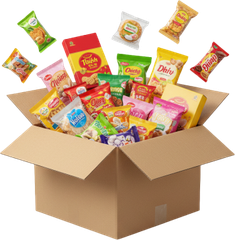 Thùng bánh kẹo đầy, snack, bánh quy, hộp giấy, màu sắc, quà tặng, trẻ em, thực phẩm, full snack box, snacks, cookies, cardboard box, colorful, gift, children, food