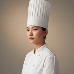 hình ảnh đang mặt áo bếp trưởng có đội mũ trắng. Với đặc...