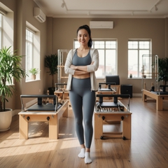 Tạo ảnh cô chủ phòng tập pilates . Với đặc điểm phong cách...