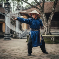hán tử mất tay phải ..biểu diễn thanh đao bằng tay trái . Với...