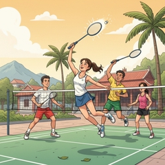 Badminton is a popular sport

People play together, they can play in team of two...