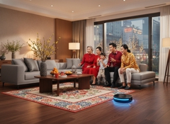 hãy tạo cho tôi một bức ảnh có bối cảnh tết, cả nhà quây...