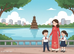 1 bức tranh đẹp, sinh động và dễ thương với nét vẽ của học...