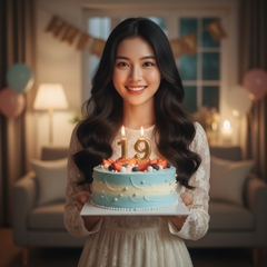 Hình ảnh tạo sinh Nhật cầm bánh kem 19 tuổi . Với đặc điểm...