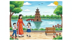 1 bức tranh đẹp, sinh động và dễ thương với nét vẽ của học...