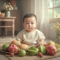 Ảnh bé với trái cây. Với đặc điểm Phong cách: Bức ảnh mang...