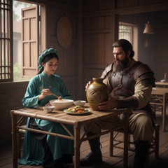 nàng vào khách điếm, ăn cơm. tráng sĩ cũng ngồi vào, rồi để...