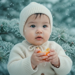 Tạo ảnh em bé và quả cam. Với đặc điểm Phong cách: Chân dung mùa...