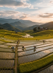 một cánh đồng lúa nước . Với đặc điểm phong cách thực tế ....