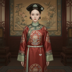 A 14-year-old noble girl of the Qing Dynasty with a proud and upright presence,...