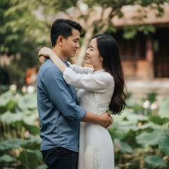 Vợ chồng ôm nhau . Với đặc điểm phong cách thực tế . Nếu...
