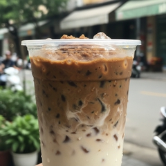 hãy tìm cho tôi ly cà phê sữa đá nhuyễn ly nhựa 500ml
không đậy...