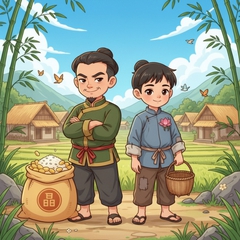 Ngày xưa, có hai anh em mồ côi.
Anh thì tham, em thì hiền.. Với đặc...