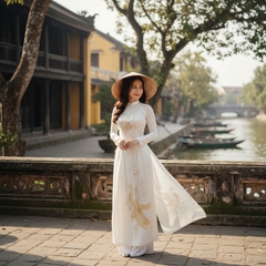 Cô gái mặc áo dài . Với đặc điểm phong cách thực tế . Nếu...