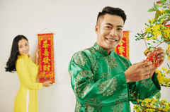 Cặp đội, đón tết, không khí tết, áo dài, truyền thống, Couple, celebrating Tet, Tet atmosphere, ao dai, tradition - dragonimages 5