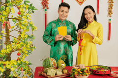 Cặp đội, đón tết, không khí tết, áo dài, truyền thống, Couple, celebrating Tet, Tet atmosphere, ao dai, tradition - dragonimages