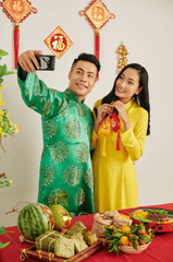 Cặp đội, đón tết, không khí tết, áo dài, truyền thống, Couple, celebrating Tet, Tet atmosphere, ao dai, tradition - dragonimages 9