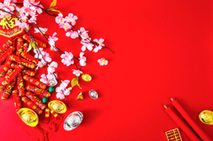 Trang trí tết, phóa hoa, đồng tiền, hoa đào, coins, Lunar New Year decorations, fireworks - pakorn1981