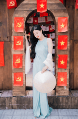 Con gái, girl, lá cờ Viêt Nam, nón lá, truyền thống, tết, xuân, spring, Việt Nam, Hà Nội, Phố cổ - Quí Nguyễn 4