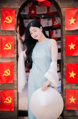 Con gái, girl, lá cờ Viêt Nam, nón lá, truyền thống, tết, xuân, spring, Việt Nam, Hà Nội, Phố cổ - Quí Nguyễn 8